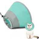 Cat Cone Collar Soft to Stop Licking, Adjustable, Foldable Lightweight Kitten Cones After Surgery Recovery for Cats & Kittens, Cat Cone Alternative (Solid Green, M)