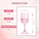7OZ Plastic Wine Glasses, Reusable Vintage Goblets Unbreakable Drinking Glasses Crystal Water Cups Champagne for Wedding, Parties Mother's Day (24, Pink)