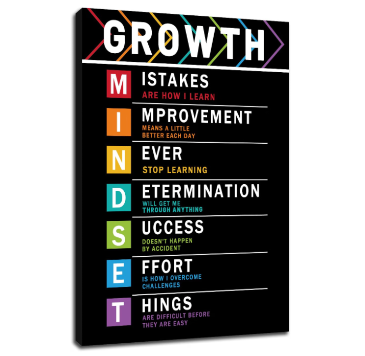 Motivational Poster Wall Art Inspirational Mindset Growth Entrepreneur Quotes Print on Canvas Painting Artwork for Living Room Classroom Picture Wall Decoration Stretched and Framed [24''Wx36''H]