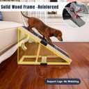 Adjustable Wooden Dog Ramp for Small & Medium Dogs, 27.6" Long x 11.8" Wide Portable Pet Ramp for Bed, Couch, Sofa & Car, Anti-Slip Carpet, Lightweight Foldable Indoor Outdoor Travel Dog Ramp