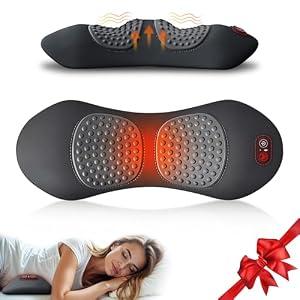 Cordless Lower Back Massager & Lumbar Support Pillow for Sciatica, Black