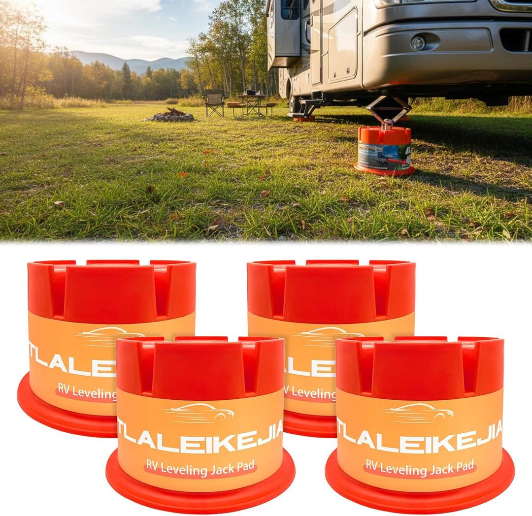 Trailer Jack Block, 6000 lbs Capacity per RV Leveling Block, Polypropylene RV Camper Stabilizer Blocks, RV Travel Accessories Use for Any Tongue Jack, Post, Foot, 5th Wheels, 4 Packs