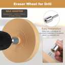 2Pack Rubber Eraser Wheel for Drill, 4Inch Professional Car Sticker Remover Tool with 1 Plastic Scraper & 2 Drill Adapters, Auto Decal Remover Wheel, Rapid Tint Removal Kit for Car Sticker Glue Vinyl