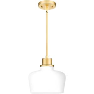 Emak Gold Pendant Lights Kitchen Island, 10 Inch Large Pendant Light with Milk Glass Shade, Modern Hanging Light Fixture for Kitchen, Dining Room, PL126-GD-ML
