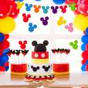 45pcs Rainbow Mouse Head Banner Flags Colorful Felt Fabric Cartoon Banners Reusable Cutouts Mouse Garland for Birthday Party Decoration Supplies, Room Decor, Baby Shower, Classroom Decorations