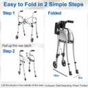 Narrow Walkers for Seniors, Folding Standard Walker with Seat, Lightweight Aluminum Mobility Rolling Walker for Seniors and Adults, Compact Travel Walker Height Adjustable, Supports 350 lbsOnly 8LBS