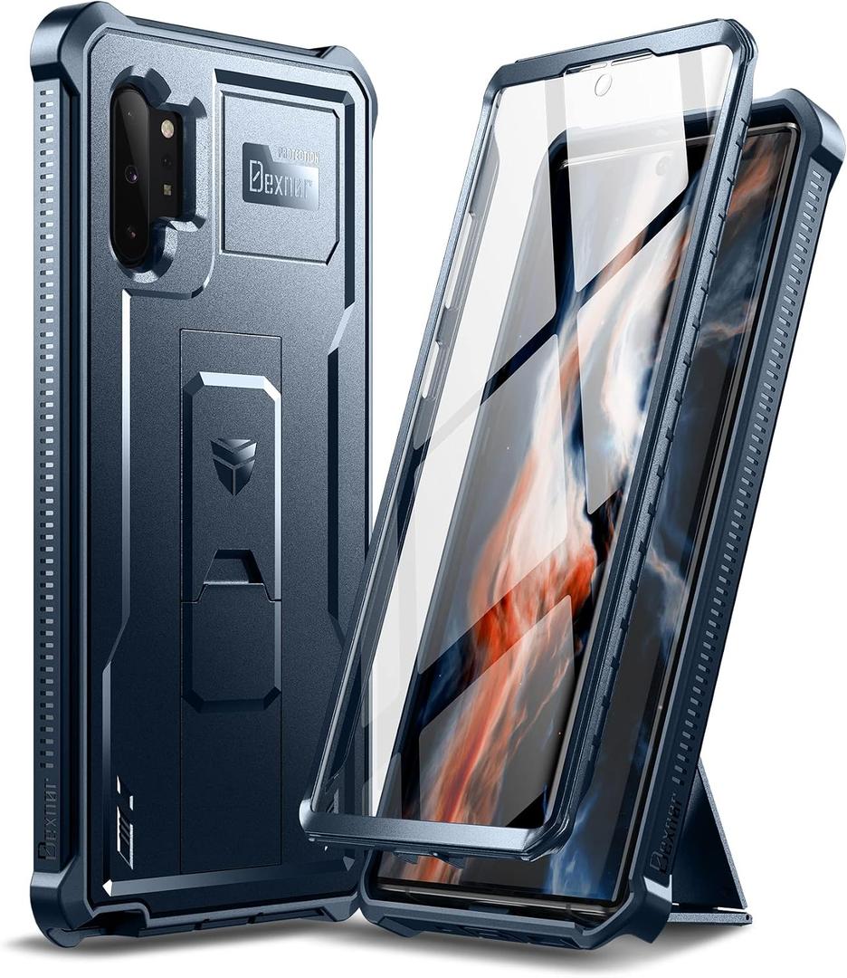 Dexnor for Samsung Galaxy Note 10+ Plus Case, [Built in Screen Protector and Kickstand] Heavy Duty Military Grade Protection Shockproof Protective Cover for Samsung Galaxy Note 10 Plus (Blue)
