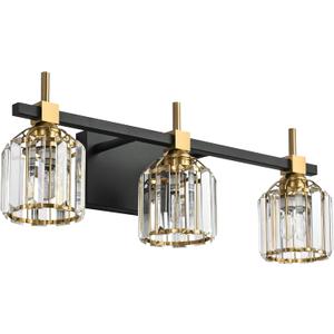 SOLFART Crystal Bathroom Light Fixtures 3 Light Bathroom Vanity Light Over Mirror Vanity Light Fixture Vintage Lighting 3T (Black Bronze+Clear Crystal Shade)