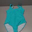 YELAIVP Women's Retro Scoop Neck Padded One Piece Swimsuits High Cut Low Back Bathing Suits Swimwear Bodysuit Lake Blue M