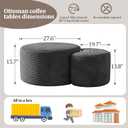 BSHOMGI Boneless Ottoman Nesting Coffee Table Set of 2,Corduroy Soft Foot Rest Movable LargePouf Footstool for Living Room Sofa Couch Bedroom Entryway and Small Spaces No Assembly (Dark Gray), 32" + 17"