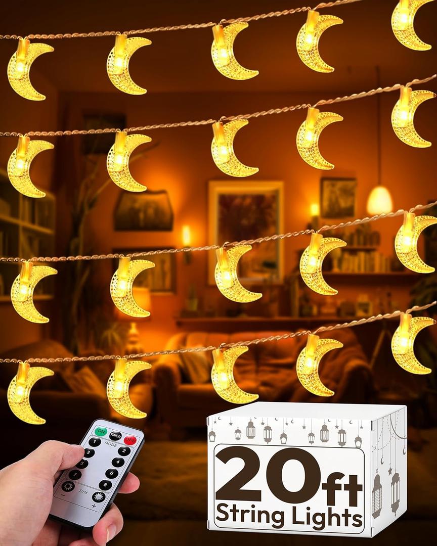 OLEEK Ramadan Lights Decorations 20 ft- Ramadan Decorations for Home 2026 - Ramadan Decoration Lights (40 LEDs)- Ramadan Gifts for Kids - Ramadan Decor - زينه رمضان - Ramadan led Lights