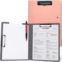 1 PCS A4 Clipboards Foldable,Folding Clipboard,360Cover Folder Clipboard,Plastic Clipboards with Double Low Profile Clip,A4 Size File Folder Storag Clip Board for A3 A4 Paper Clip Boards-Pink