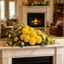 Kimura's Cabin 20pcs Fake Chrysanthemum Artificial Flowers Faux Silk Mums with Stem Balls Flowers for Vase Fillers Easter Home Table Floral Arrangements Wedding Party DIY Decoration(Yellow)