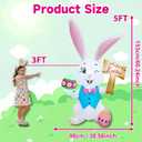 5FT Easter Inflatables Outdoor DecorationsInflatable Bunny with Easter Eggs, Blow-up Yard Decor for Indoor/Outdoor Garden Lawn & Holiday Party (Rabbit Raise The Sign)