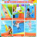 Inflatable Bounce House for Kids, 12.8 FT x 12 FT Water Slide Bouncy Castle, Rainbow Cloud Splash Pool, Jumper, Climbing Wall, 2 Basketball Hoops, Included Blower