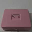 xydled Cash Box with Money Tray and Key Lock,Tiered, Cantilever Design,4 Bill / 5 Coin Slots,11.8" x 9.5" x 3.5", Pink