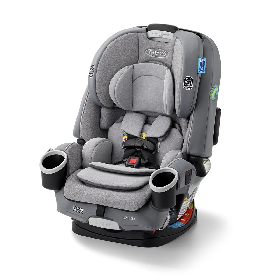 Graco 4Ever DLX 4-in-1 Baby Car Seat, Infant to Toddler Car Seat, 10 Years of Use, Rear-Facing, Forward-Facing, Highback Booster, and Backless Booster Seat Modes, Comfortable and Convenient, Charlie (EXP 2025-2035)