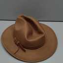 Lisianthus Men & Women Vintage Wide Brim Fedora Hat with Belt Buckle (Medium, Khaki)