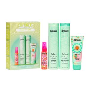 amika inner strength repair routine set | gift set for dry, damaged hair from bleach, color, chemical, or heat use