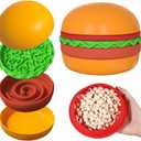 Multiple Use Pet Feeding Set, Cute Hamburger-Shaped, 5 Stackable Bowls for Small Dogs and Cats, Anti-Choking Slow Food Feeder, Raised Bowls, Travel Cat Bowls