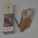 CAROTE Silicone Cooking Utensils Set, Kitchen Utensils Set 7 Pcs for cooking, BPA Free Spatula Set with Heat Resistant Wood Handles for Nonstick Cookware (Cream White)