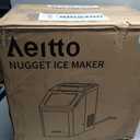 Aeitto Nugget Ice Maker Countertop, 55lbs/Day, Large Capacity Chewable Ice Maker, Rapid Ice Release in 5 Mins, Self-Cleaning with Stainless Steel Housing Ice Machine for Home Office and Party, Black