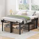 Superay Queen Bed Frame, 24 inch Metal Bed Frame & Box Spring 2 in 1 Platform with Rounded Legs, Double Layer Bed Frame with Matress Gasket & headboard Adapter, Support Up to 4000lbs