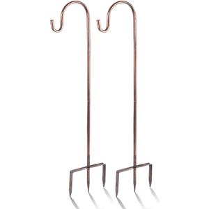 2 Pack Shepherd Hook 31 inch 1/2 inch Thick Use at Weddings, Hanging Solar Lights, Lanterns, Bird Feeders, Metal Hanger Hook (Bronze, 31 inch) U.S. Patent.