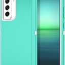 I-HONVA for Samsung Galaxy S21 FE 5G Case Shockproof Dust/Drop Proof 3-Layer Full Body Protection [Without Screen Protector] Rugged Heavy Duty Cover Case for Galaxy S21 FE 6.4",Teal/White