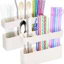 2 x MoodLife 2-Pack Silicone Straw Holder for Cabinet Door,Reusable Adhesive Container for Kitchen Storage Solutions, Cupboard Organizer and Space Saving Hacks (White)