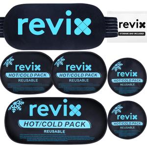 REVIX Ice Packs for Injuries Reusable, 5-Piece Set Hot and Cold Gel Ice Pack for Joints, Muscle, Post-Workout Recovery, Adjustable and Flexible Cooling Pads for Knees, Back, Arms and Neck