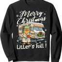Litter's Full Funny Cat Parody Outfit Sarcastic Christmas Sweatshirt, Small