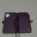 Defencase Compatible with iPhone 16 Case Wallet with RFID Blocking Card Holder for Women and Men, Fashion PU Leather Magnetic Snap Flip Zipper Strap Wallet Phone Case for iPhone 16 6.1", Purple