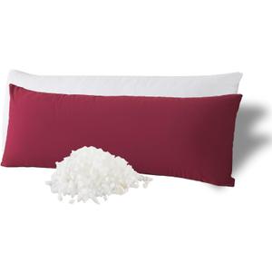 WhatsBedding Memory Foam Body Pillow with Breathable Zippered Cotton Cover, Full Body Pillow for Adults, Long Pillow for Sleeping, Firm Pillow Fluffy Supportive, Burgundy Red
