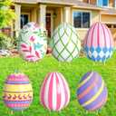 GlikCeil 6 Pcs Large Easter Eggs Yard Signs Easter Outdoor Lawn Decorations Waterproof Eggs Lawn Signs with Stakes for Spring Outdoor Garden Lawn Decoration, 22 x 17 inches (Stripe, Stylish Color)