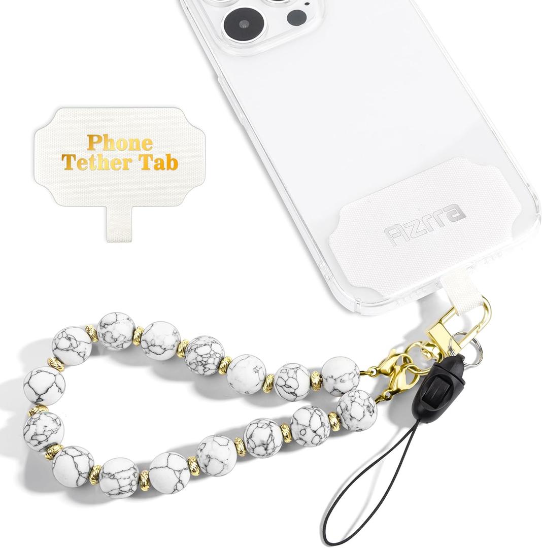 Azrra Phone Charm Wrist Lanyard: Beaded Wrist Strap with Phone Tethers