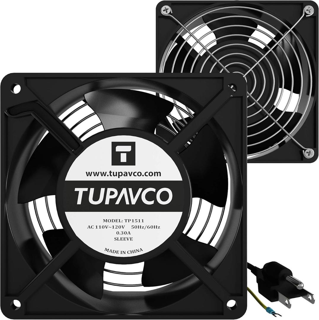 Network Cabinet Fan (2pc Kit) Pair of 120mm 4in Fans 110V AC -Tupavco TP1511