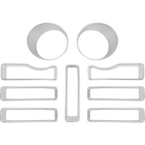 Savadicar 9-Piece Silver Front Grill & Headlight Trim Cover Set for Jeep Wrangler JL JLU 4xe & Gladiator JT 2018-2023  Exterior Decorative Upgrade Accessories