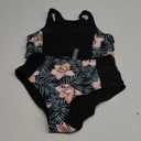 Tempt Me Women Two Piece High Waisted Bikini Set Sporty Swimsuits Bathing Suit with Bottom for Teen Girls (Large, Black Floral)