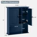 Bathroom Wall Cabinet, Wooden Medicine Cabinet Over Toilet Storage Cabinet with Doors and Adjustable Shelf Wall Mounted Storage Organizer Cabinet Above Toilet (Ultramarine), 28'' W X 16'' H X 6'' D