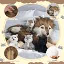 5 Pcs Wolf Stuffed Animal Set, 16 Inch Large Mommy Stuffed Wolf Plush Toy with 4 Cute Babies Wolves Inside, Furry Wolf Plushies with Pups for Kids Boys Girls Christmas Birthday Gift