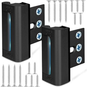 Home Security Door Reinforcement Lock, Upgraded Front Door Locks for Kids Safety Withstand 800 lbs, Child Proof Door Lock, Extra Door Lock from Inside Prevent Unauthorized Entry (2 Pack, Black)