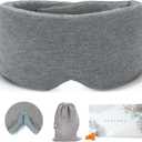 FRESHME Deluxe Cotton Sleep Mask Gift Set - 100% Blackout Large Comfortable Blindfold Adjustable Eye Mask Pillow in Gift Box for Men Women Side Sleeper Travel Meditation Airplane