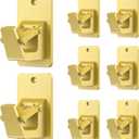 Adhesive No Drill Curtain Rod Brackets - Heavy Duty 30LB Holders for Bathroom Bedroom Kitchen, Universal Damage-Free Window Rod Hooks with Nail-Free Installation (8PC Gold)