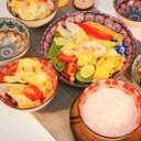 Bohemian Ceramic Bowls Set, 4.5 Inch Porcelain Cereal Bowls, Vintage Boho Style for Rice, Soup, Cereal,Salad,Decorative Set for Kitchen & Dining (Set of 6)