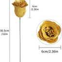 Gold Roses,30PCS Glitter Roses Bouquet Artificial Roses with Stems for Wedding Bouquet Party Christmas Home Decor(Gold)