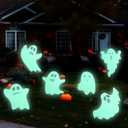 6 Pcs Halloween Yard Signs with Stakes Glow Outdoor Decorations in The Dark Ghost Halloween Decorations Luminous Plastic Sign Scary Party Outside Decor for Lawn Patio Yard Garden