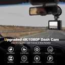 Dash Camera, 4K/1080p Dash Camera Front and Rear, Built-in 5GWiFi, Dash Cam with 64GB SD Card, Full HD 2.0 IPS Screen, for App Control, G-Sensor, Loop Recording, and Parking Mode