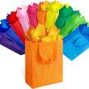 SPERPAND 30 Pcs Reusable Gift Bags with Handles and Tissues - Party Favor Bags Non-Woven Medium Tote Goodie Bags for Kids Birthday, Baby Shower, Rainbow Party Supplies (10 Colors)