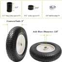 Parts Camp 4.80/4.00-8" Flat Free Wheelbarrow Tire and Wheel - 16" Universal Fit for Garden Wagon, Cart, Trolley, Dolly - 5/8" & 3/4" Bearings, 3" Centered Hub (2 Pack)